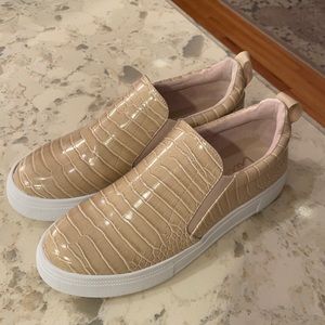 Crocodile-Embossed Platform Slip-On Sneakers